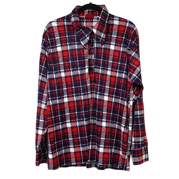 Vintage 70s Dagger Collar Shirt Red White Blue by Kings Road Sears Mens Size XL - Picture 11 of 11